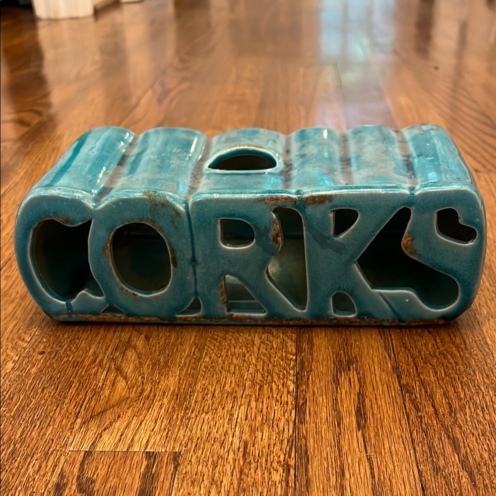 NWT Turquoise Ceramic Cork Holder